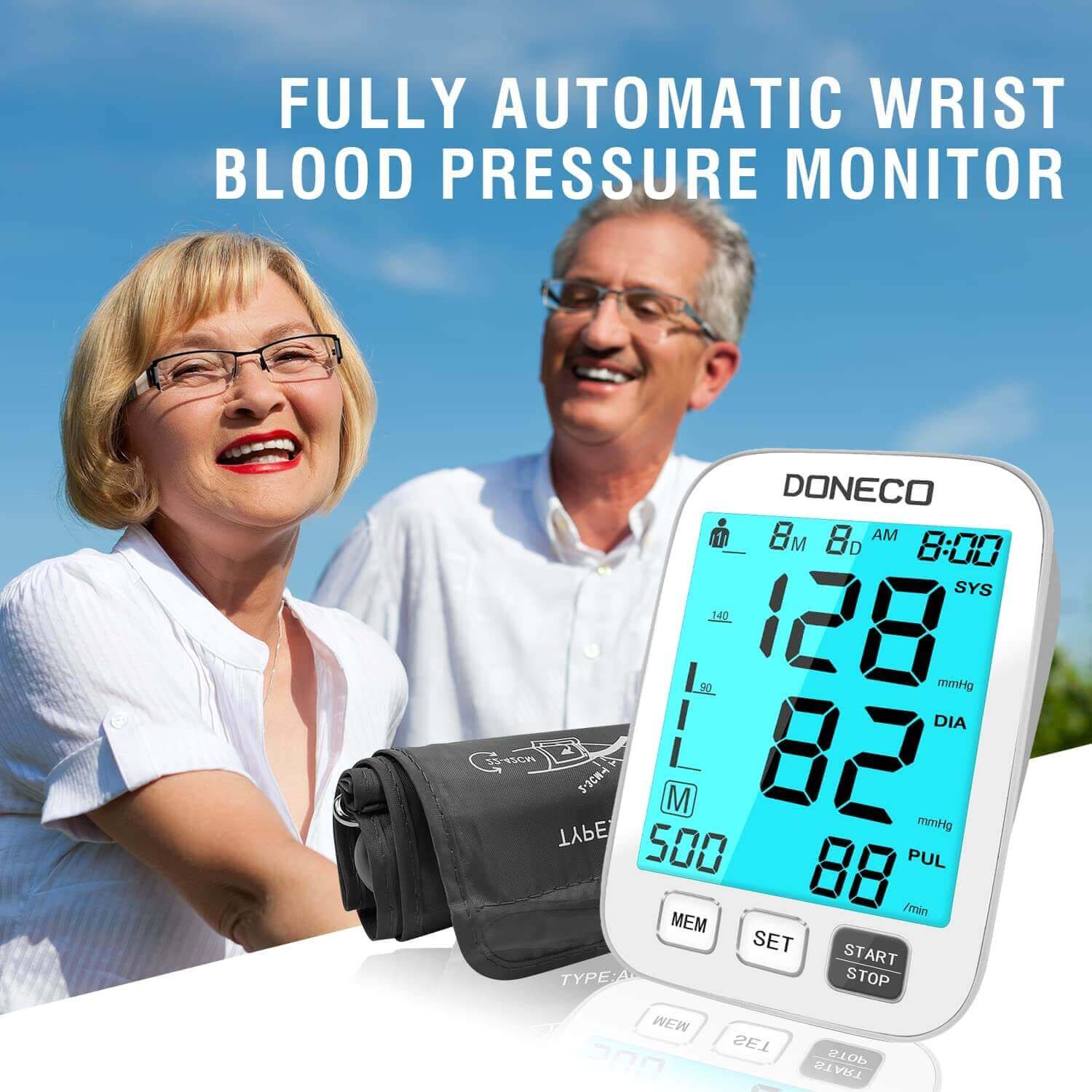 Blood Pressure Monitor Upper Arm - Digital Automatic Large Cuff BP Monitor  for Home Use, Automatic Digital Pulse Wrist Blood Pressure Monitor 