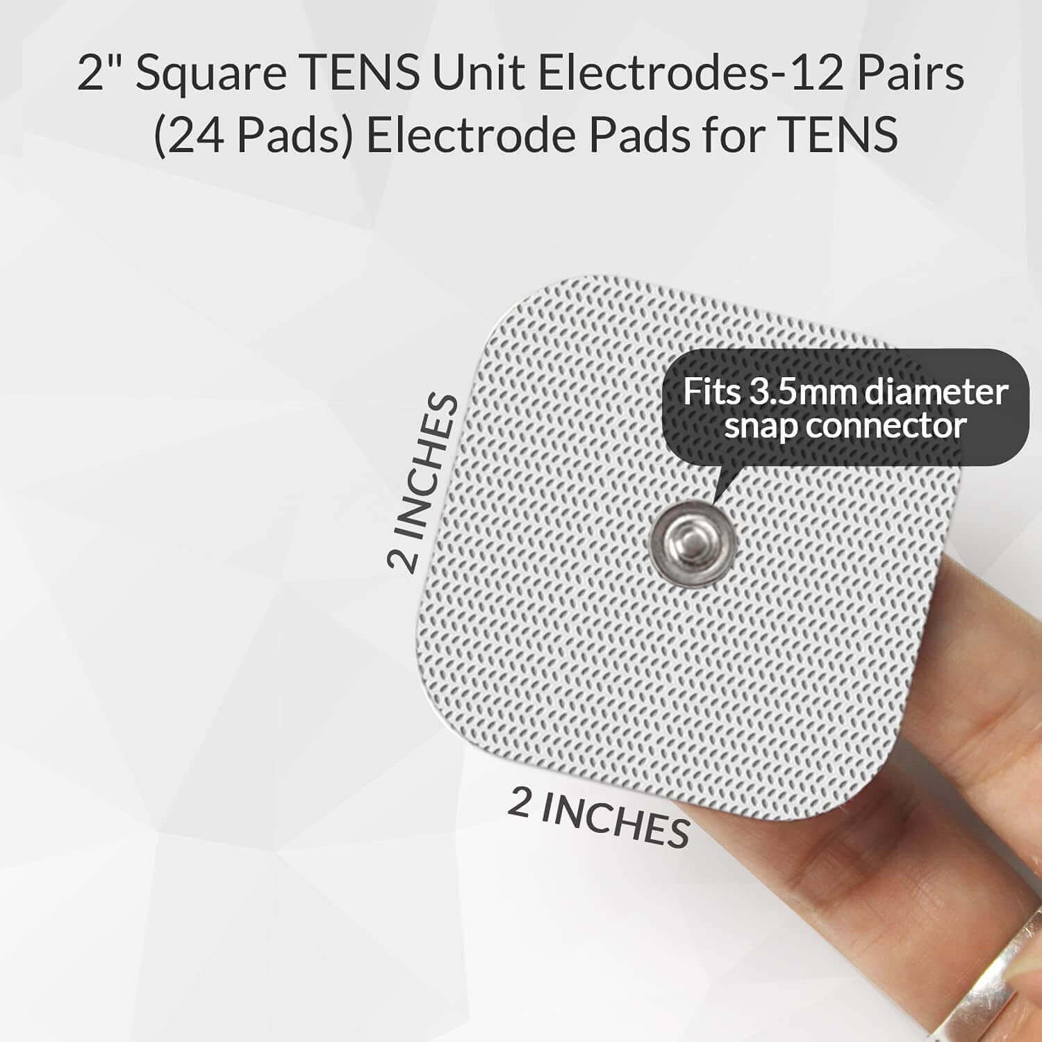 DONECO Electrodes Pads - 2in Square TENS Unit - Snap On Pads 24 Pcs for TENS Therapy - electrode pads for tens