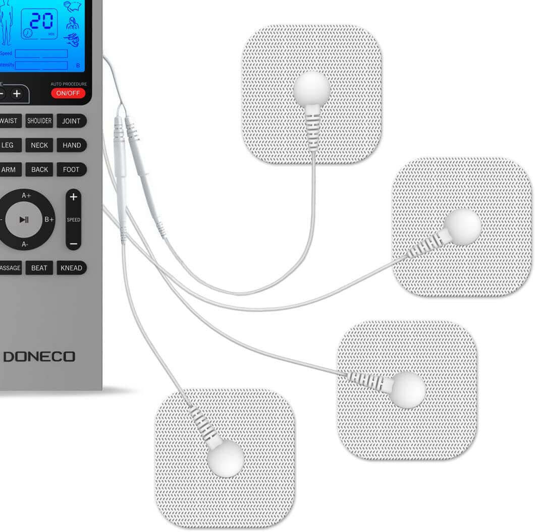 DONECO Electrodes Pads - 2in Square TENS Unit - Snap On Pads 24 Pcs for TENS Therapy